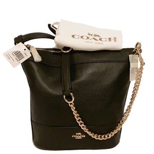 💐COACH F76668 💐 BLACK LEATHER SMALL PAXTON DUFFLE SHOULDER BAG MSRP $398